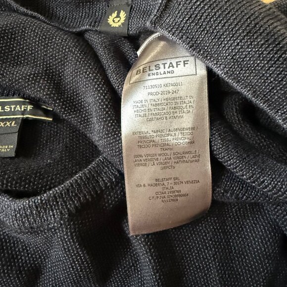 mens size XXL navy blue virgin wool Belstaff sweater jumper seedstitch - Picture 5 of 10